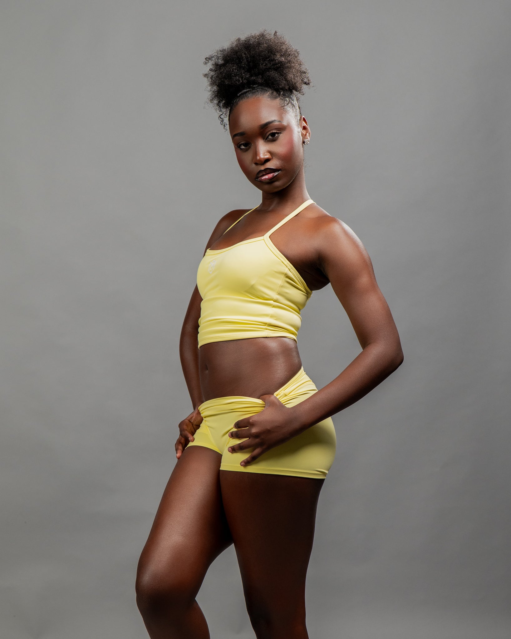 Seamless Ribbed Crop Tank + High Waist Shorts Set