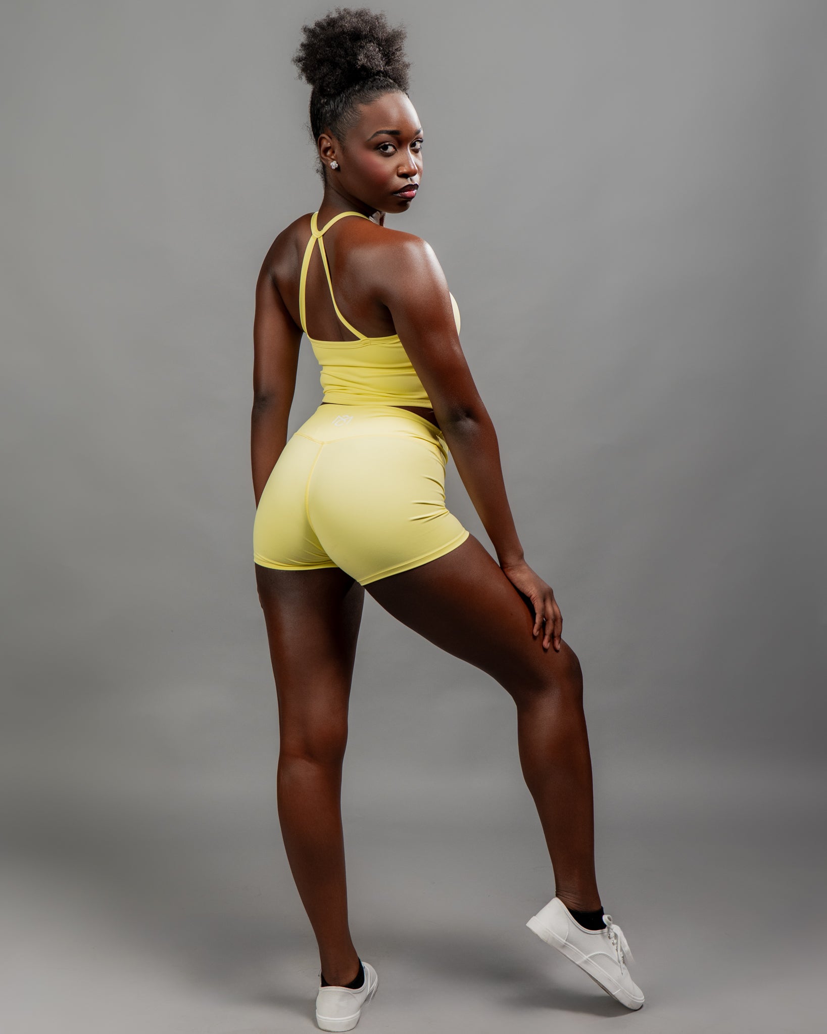 Seamless Ribbed Crop Tank + High Waist Shorts Set